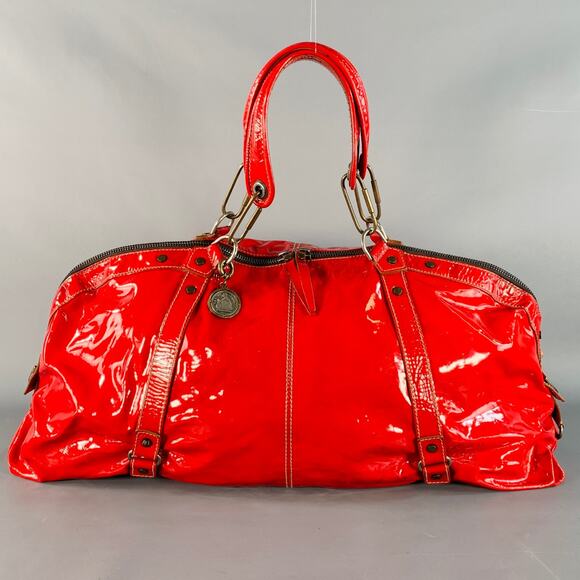 LANVIN Vintage Red Patent Leather Overnight Handbag - Picture 1 of 11